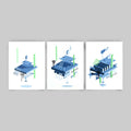Virus - Birth of a Style Green triptych - Circus Network Street Art and Illustration