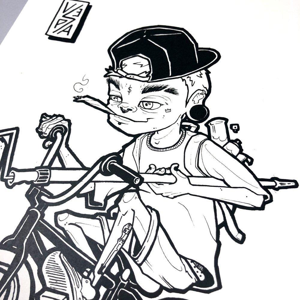 Veshpa - Biker - Circus Network Street Art and Illustration