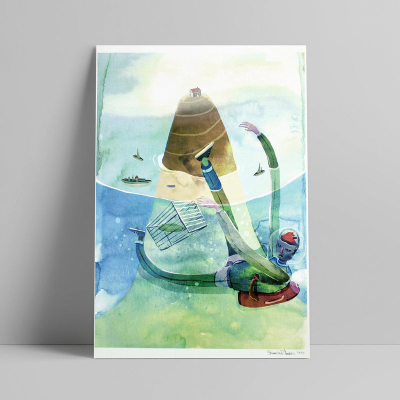 Francisco Fonseca - Island and falling man - Circus Network Street Art and Illustration